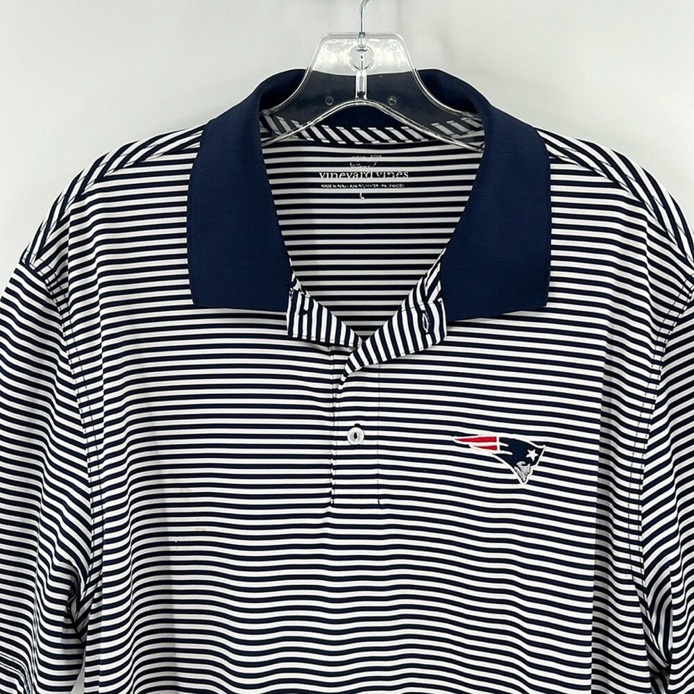 Vineyard Vines Men's Performance Patriots Short Sleeve Polo - Navy/White - Large